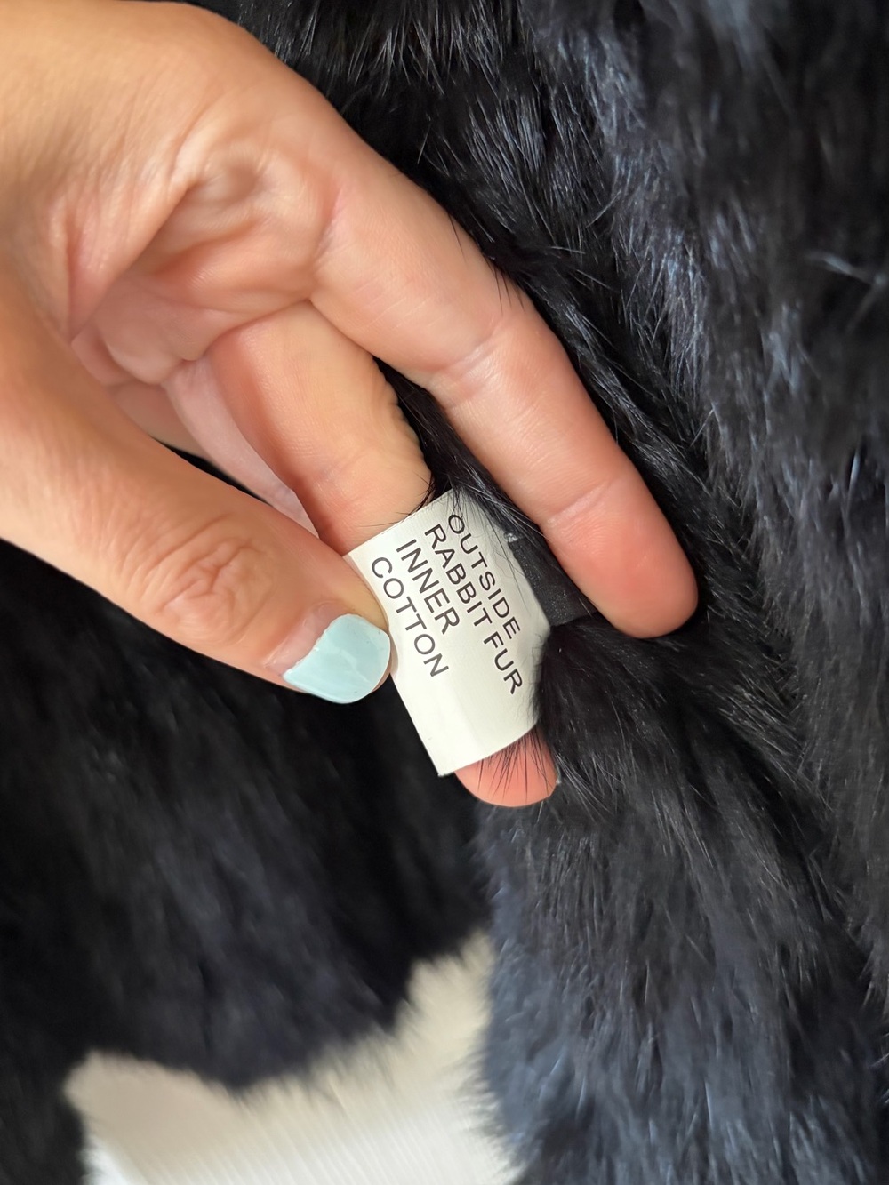 Classic Black Rabbit Fur Jacket - Women’s Plush Coat - Picture 4 of 7